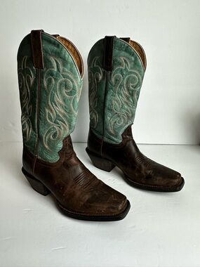 Shyanne Women’s Xero Gravity Leather Snip Toe Western Boots 8 M Turquoise